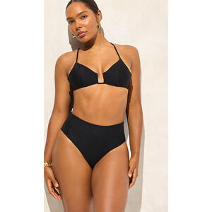 J Crew Hallie Bikini Bottom M Black NWT Classic Sculpt Beach CI684 J.Crew